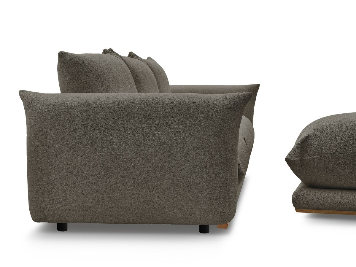Bobochic Ernest Sofa 3-Sitzer mit Pouf 266 × 106 cm Bouclé-Stoff Braun