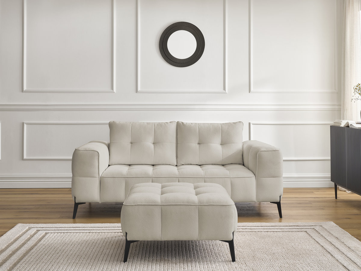 Bobochic Anis Sofa 2-Sitzer mit Pouf Strukturstoff Beige