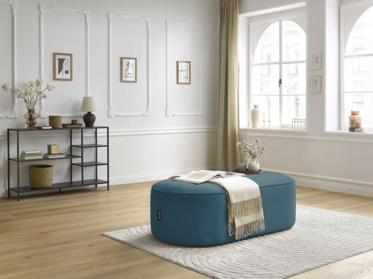 Bobochic Rousseau Pouf Cordsamt Dunkelblau