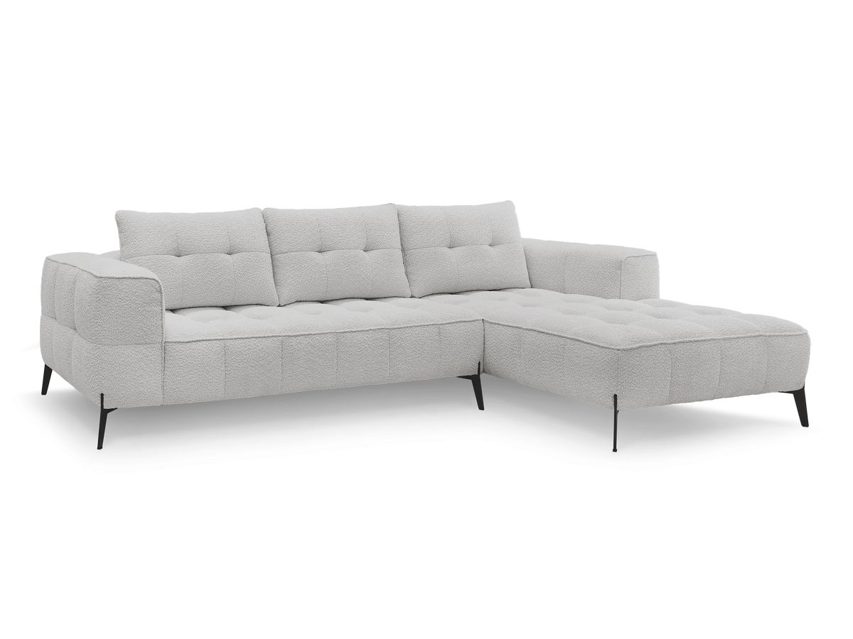 Bobochic Anis Ecksofa Bouclé-Stoff Hellgrau Ecke rechts