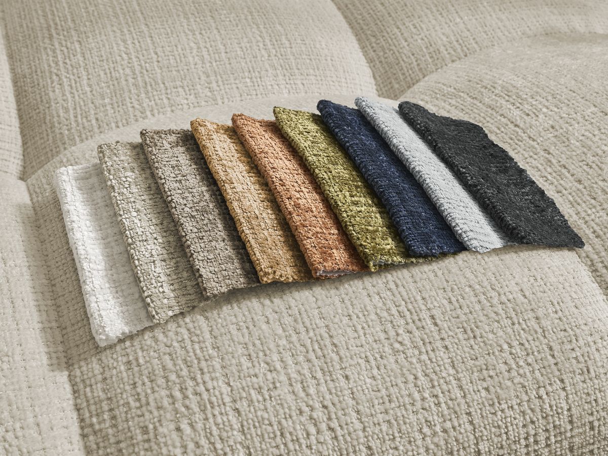 Bobochic Anakin Wohnlandschaft mit Pouf, 3 Kissen Strukturstoff Beige