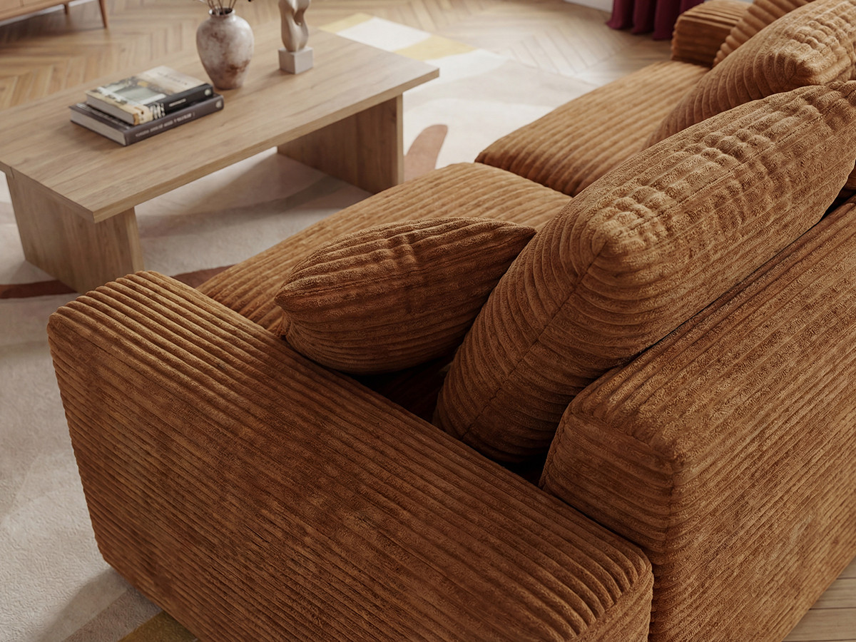 Bobochic Nevada Sofa 2,5-Sitzer Breitcord weich Ockergelb