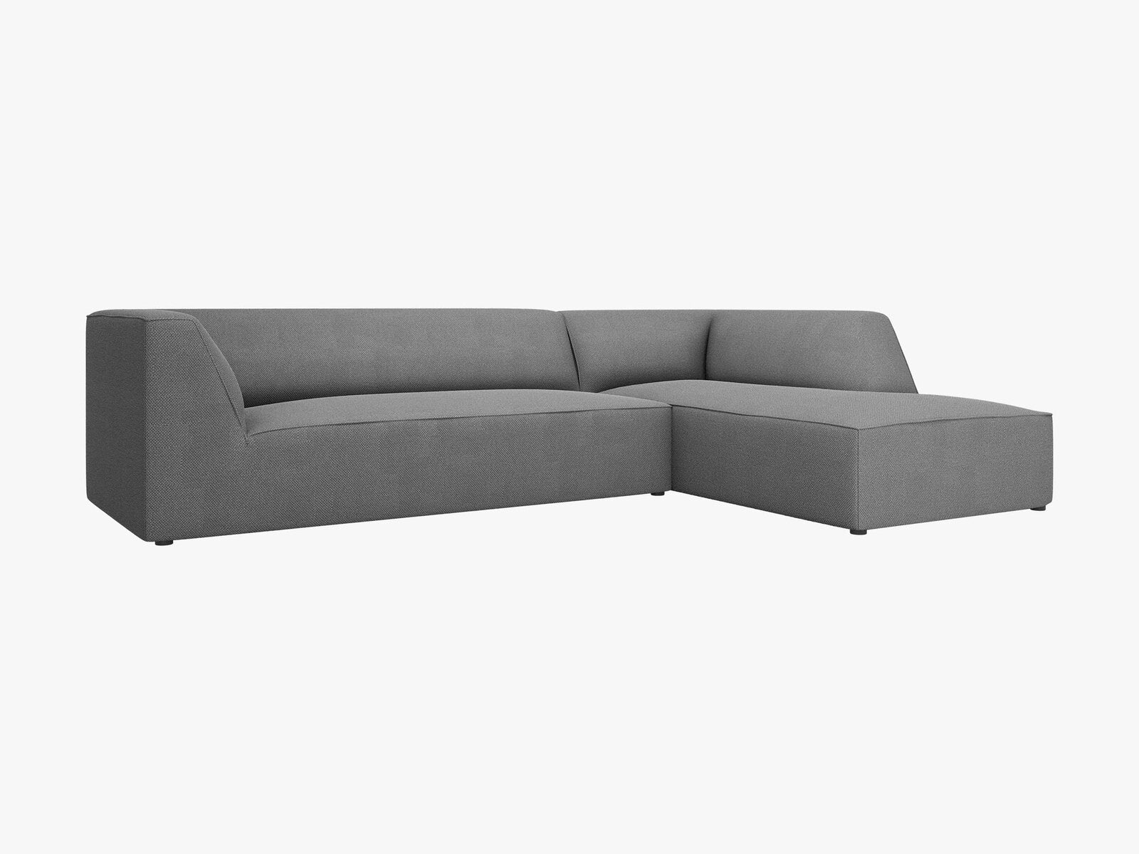 Micadoni 4-Sitzer Modular Sofa Ruby Rechts Strukturierter Stoff Ottawa Grau