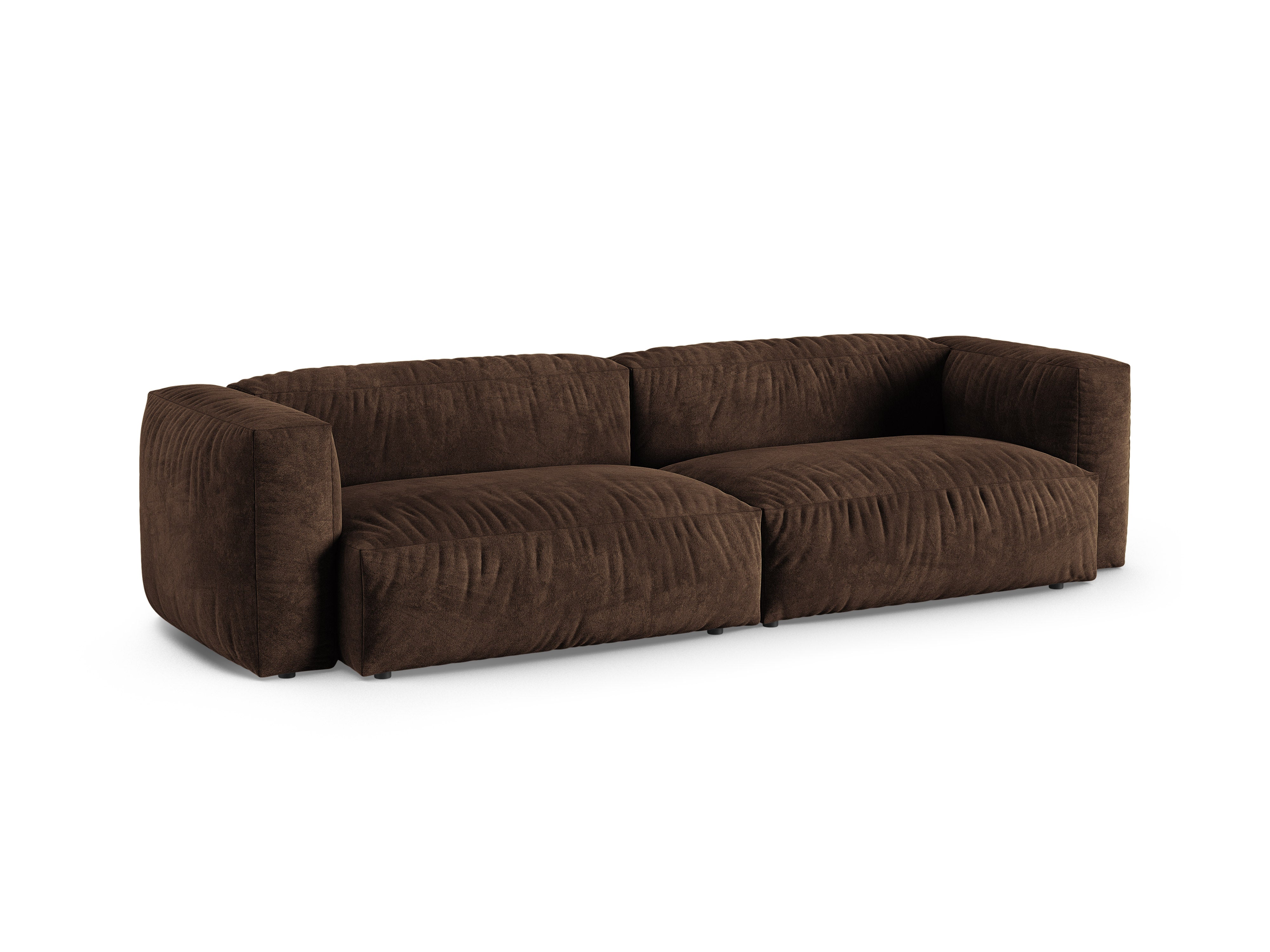 Micadoni Sofa Martina 4-Sitzer 90cm Sitztiefe Samt Vogue Schokolade