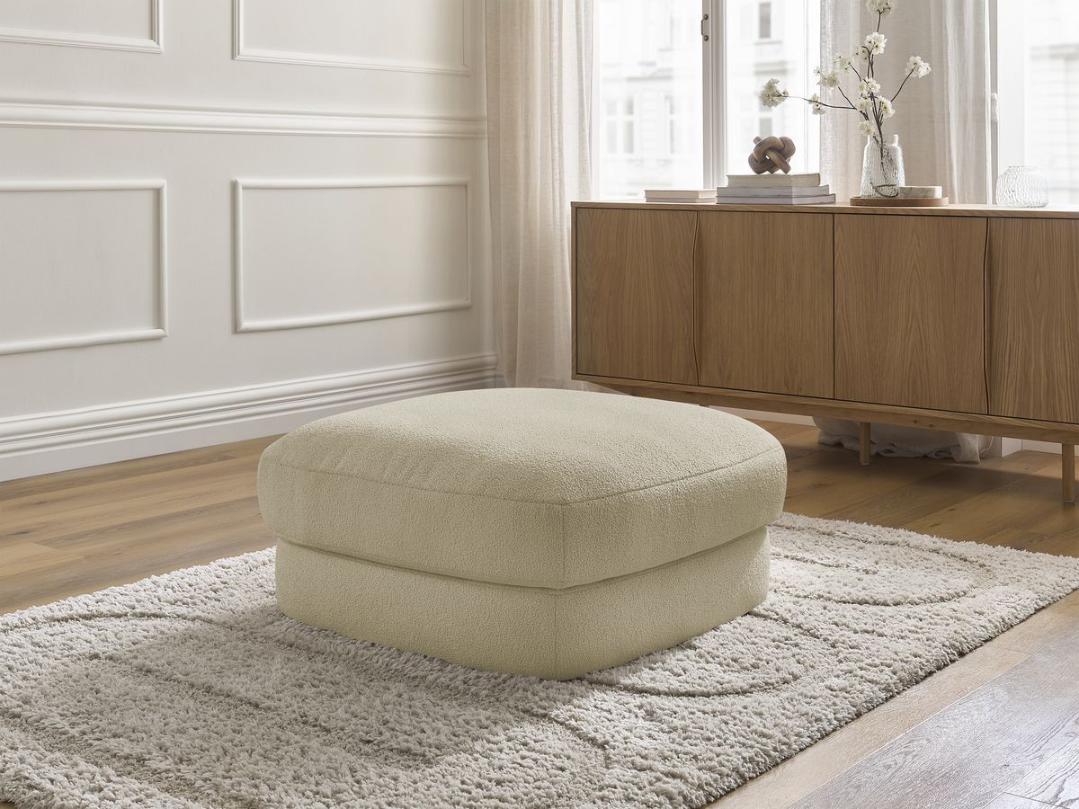 Bobochic Leonore Pouf Bouclé-Stoff Beige
