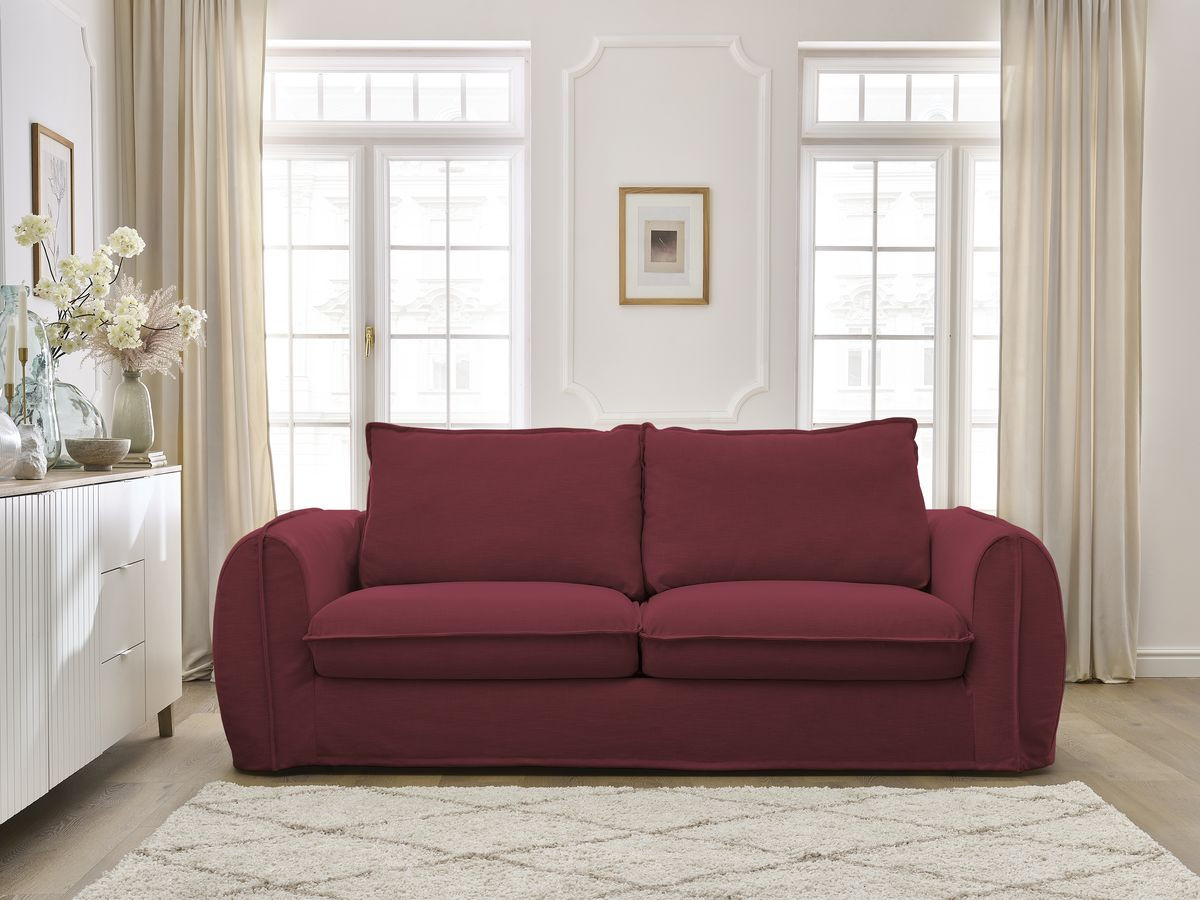 Bobochic Archimede Schlafsofa 3-Sitzer Stoff Rot, Liegefläche 160 × 194 cm