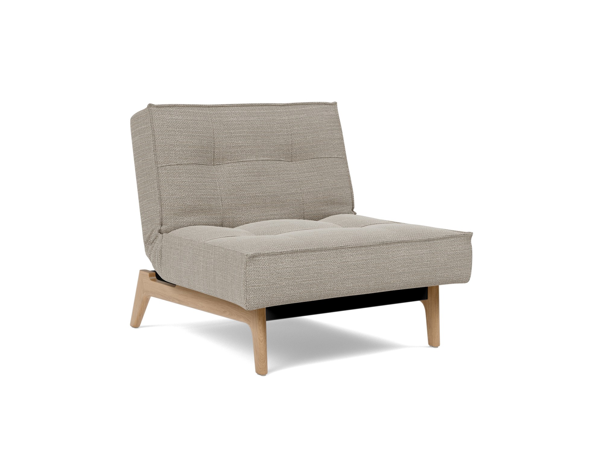 Sessel Splitback Strukturierter Stoff Kenya 579-Gravel Beine Eiche