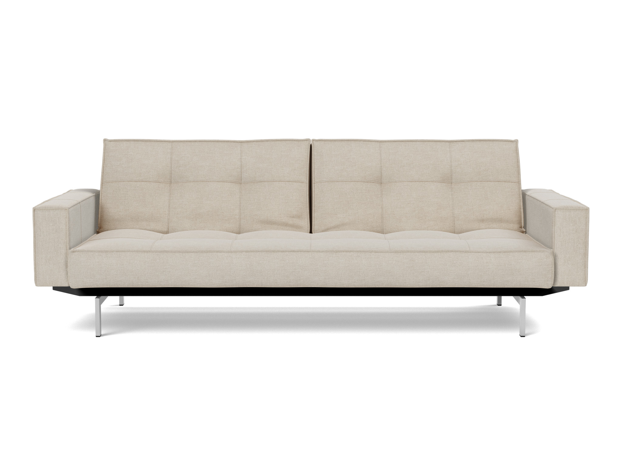 Schlafsofa Splitback mit Armlehnen Flachgewebe Phobos 586-Latte Beine Chrom