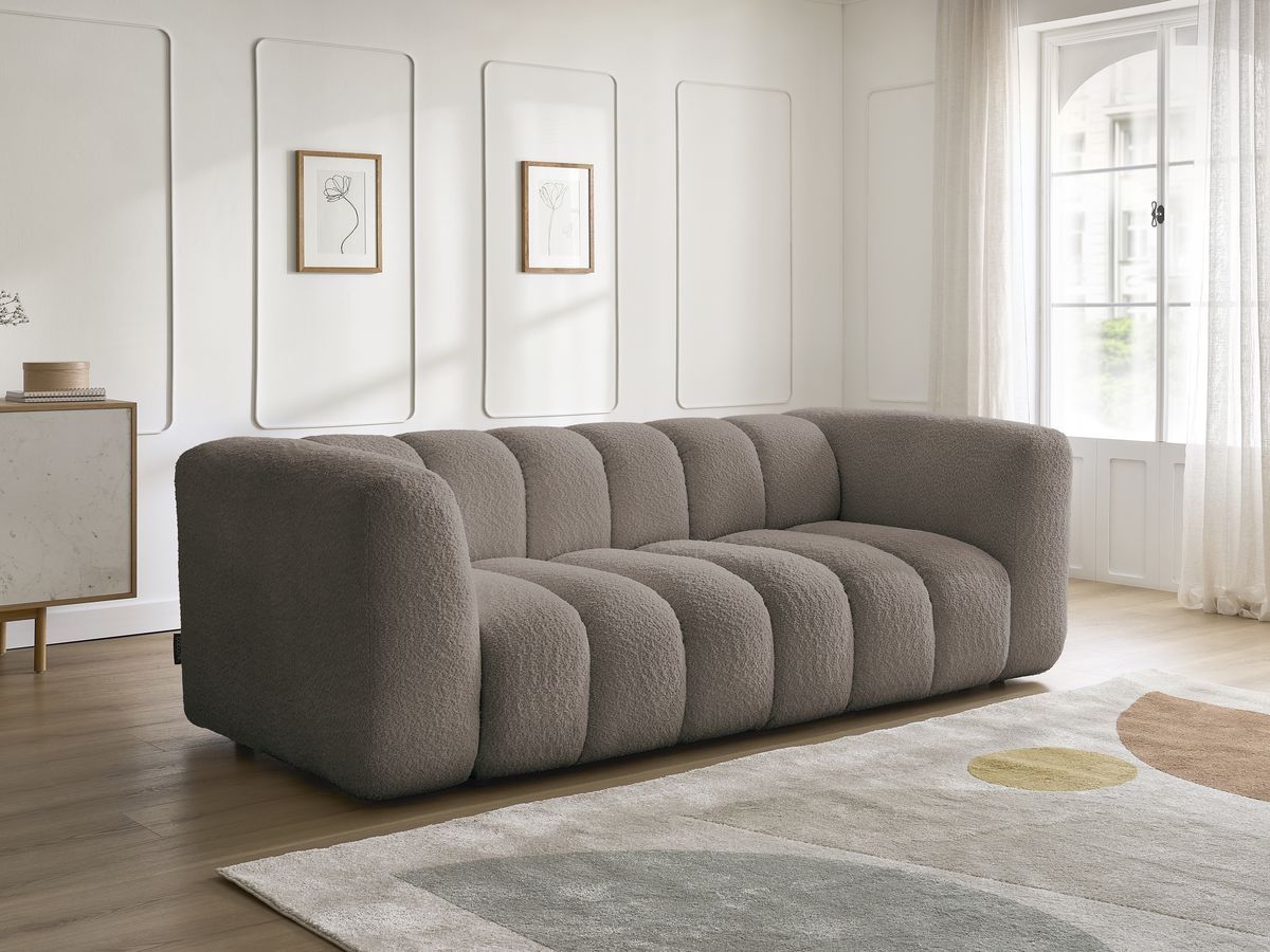 Bobochic Talia Sofa 3-Sitzer Bouclé-Stoff Braun