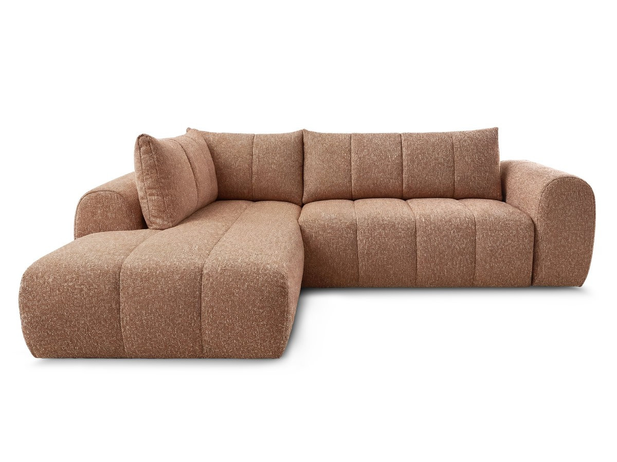 Bobochic Nesty Ecksofa in L-Form, 256 cm Melange-Stoff Orange Ecke links