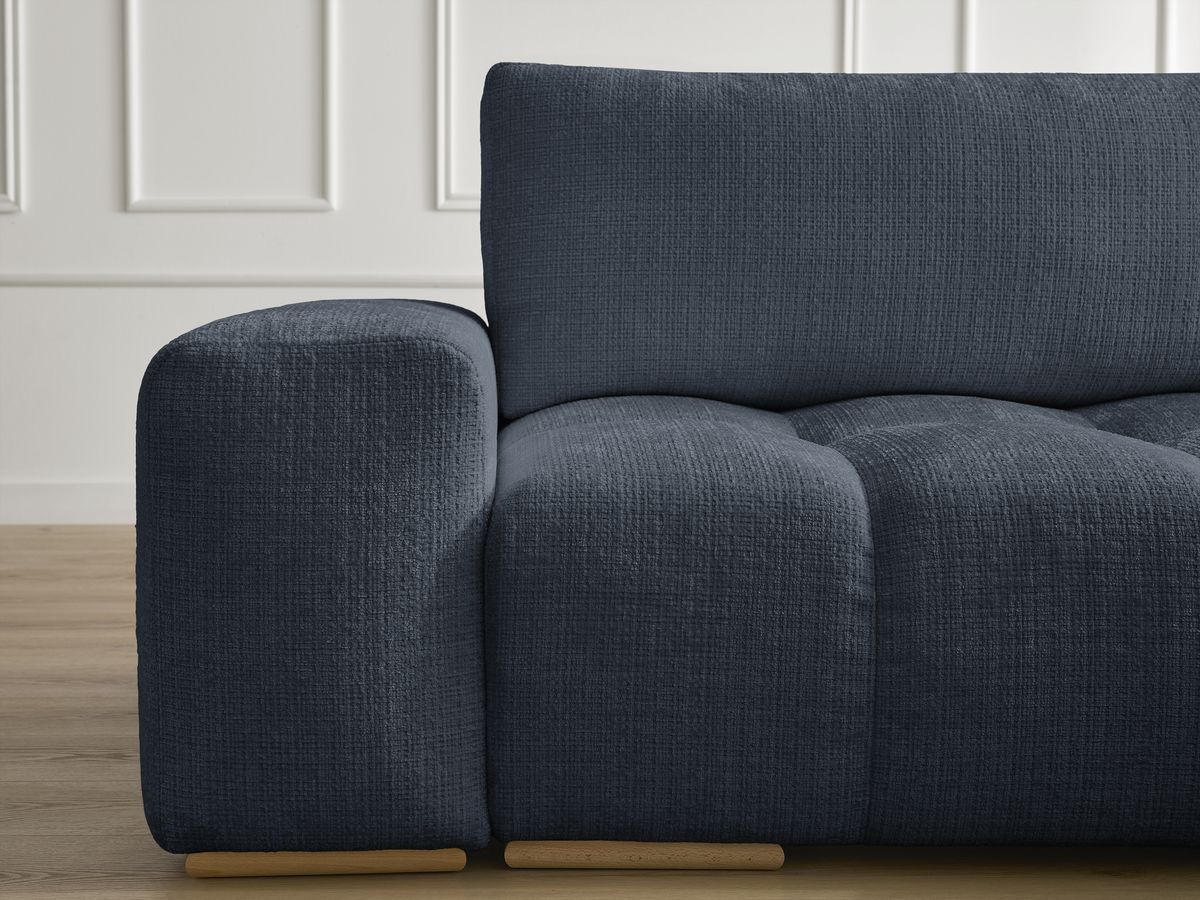 Bobochic Anakin Ecksofa mit Pouf, 2 Kissen Strukturstoff Dunkelblau