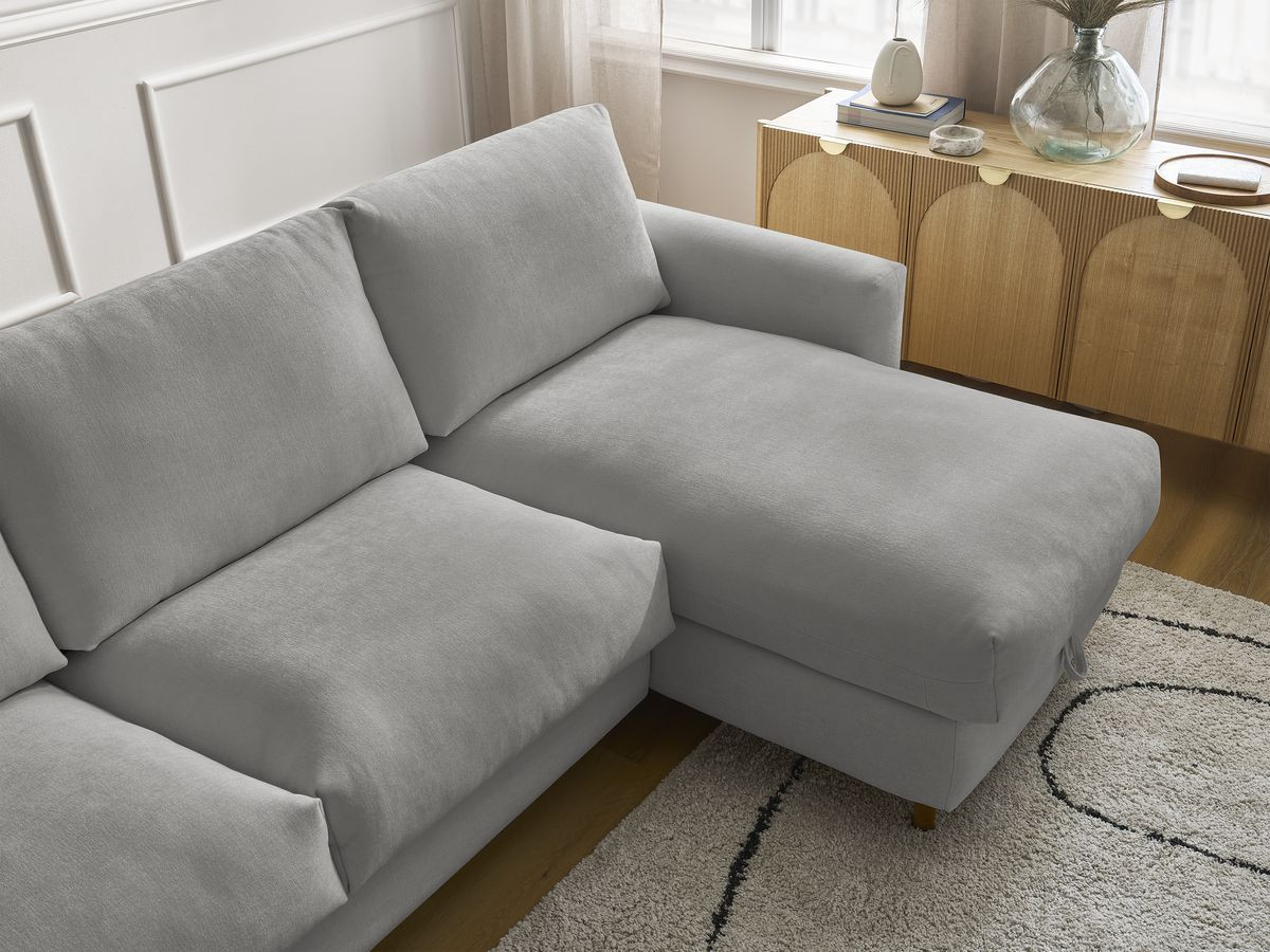 Bobochic Cocoone Ecksofa mit Schlaffunktion und Bettkasten Stoff Dunkelgrau, Liegefläche 160 × 200 cm