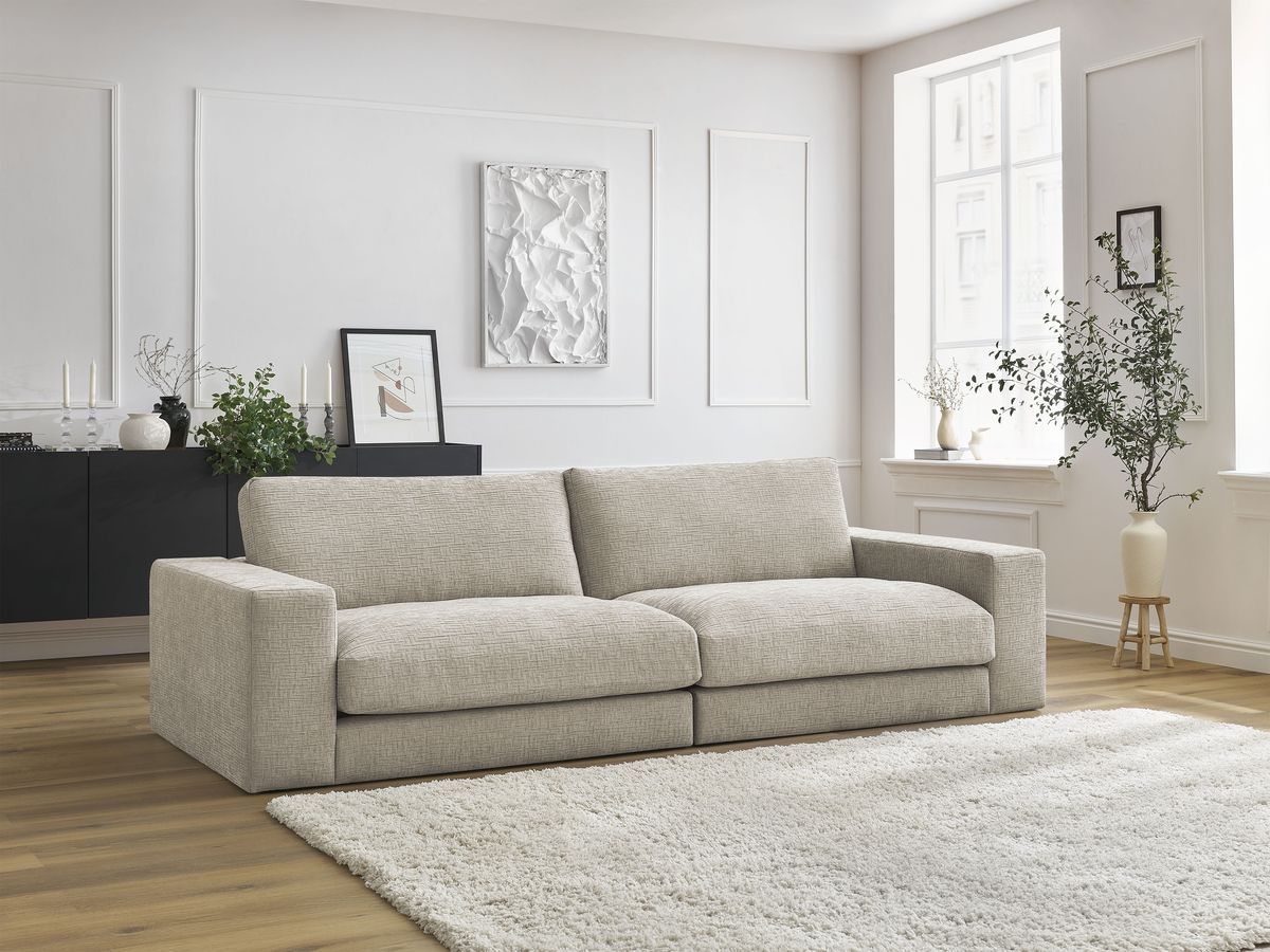 Bobochic Leonard Sofa 3-Sitzer 234 × 109 cm Strukturstoff Beige