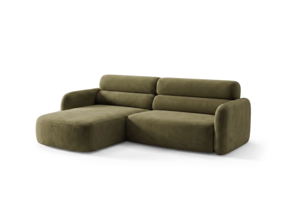 Cosmopolitan Design Ecksofa Malmo 3-Sitzer Samt Bluvel Grün Links