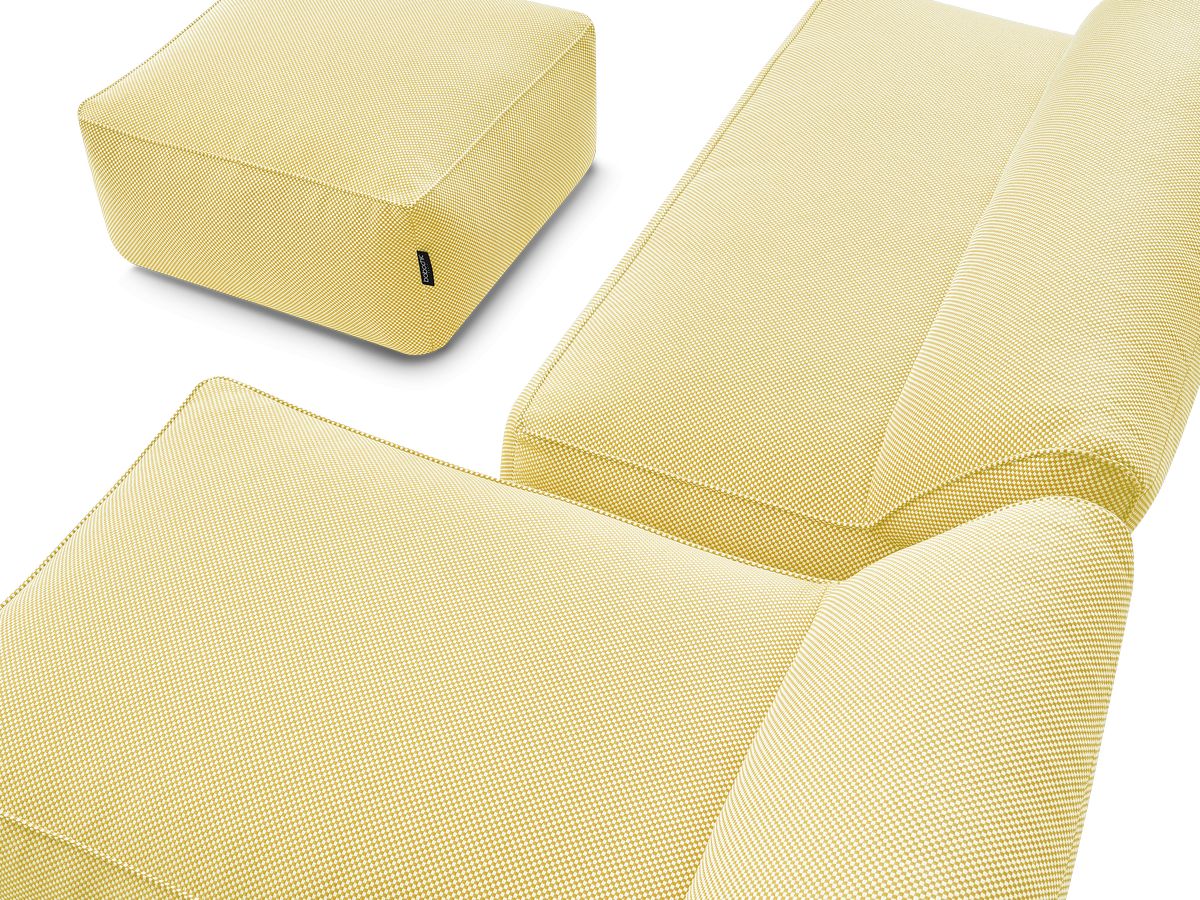 Bobochic Riviera Gartensofa 5-Sitzer mit Pouf Melange-Stoff Gelb