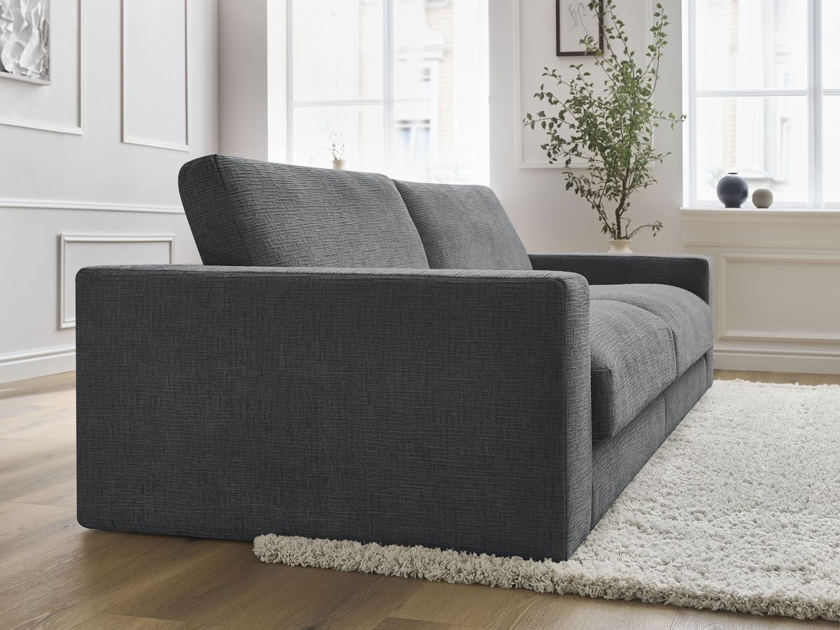 Bobochic Leonard Sofa 3-Sitzer 234 × 109 cm Strukturstoff Dunkelgrau