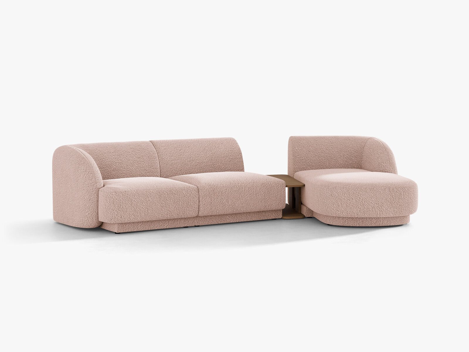 Micadoni Modulares Sofa Miley mit Recamiere 3-Sitzer Rechts Boucle Baloo Puderrosa