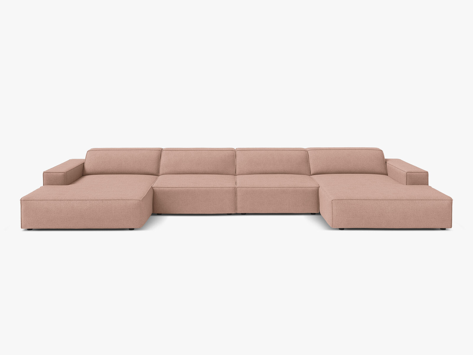 Micadoni Panorama-Sofa Jodie 6-Sitzer Boucle Baloo Puderrosa