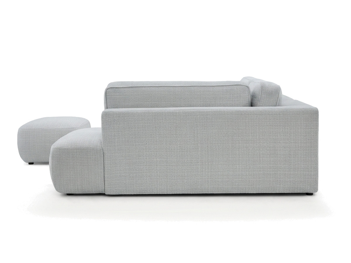 Bobochic Denise Ecksofa mit Schlaffunktion und Bettkasten und Pouf 256 × 197 cm Strukturstoff Hellgrau Ecke rechts