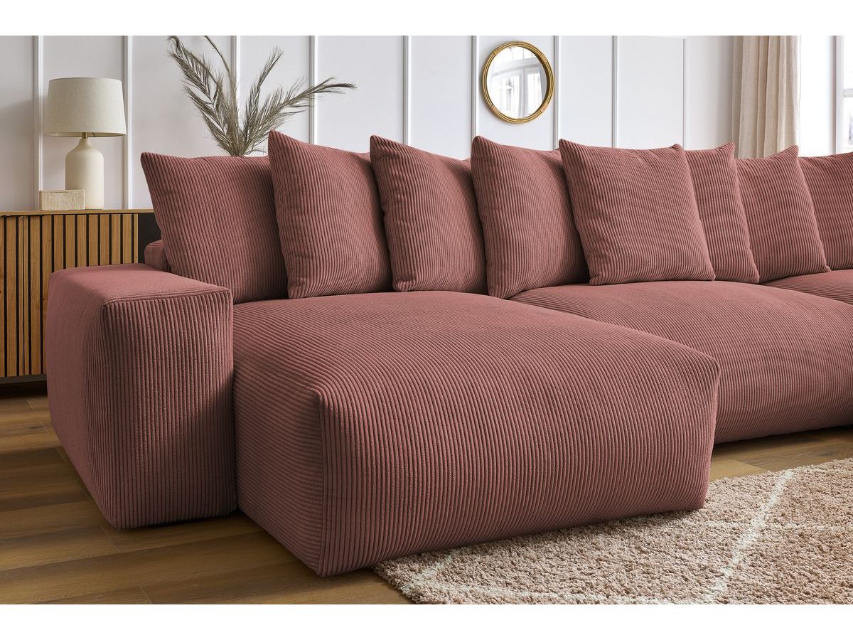 Bobochic Voltaire Wohnlandschaft 420 × 165 cm Cordsamt Rosa