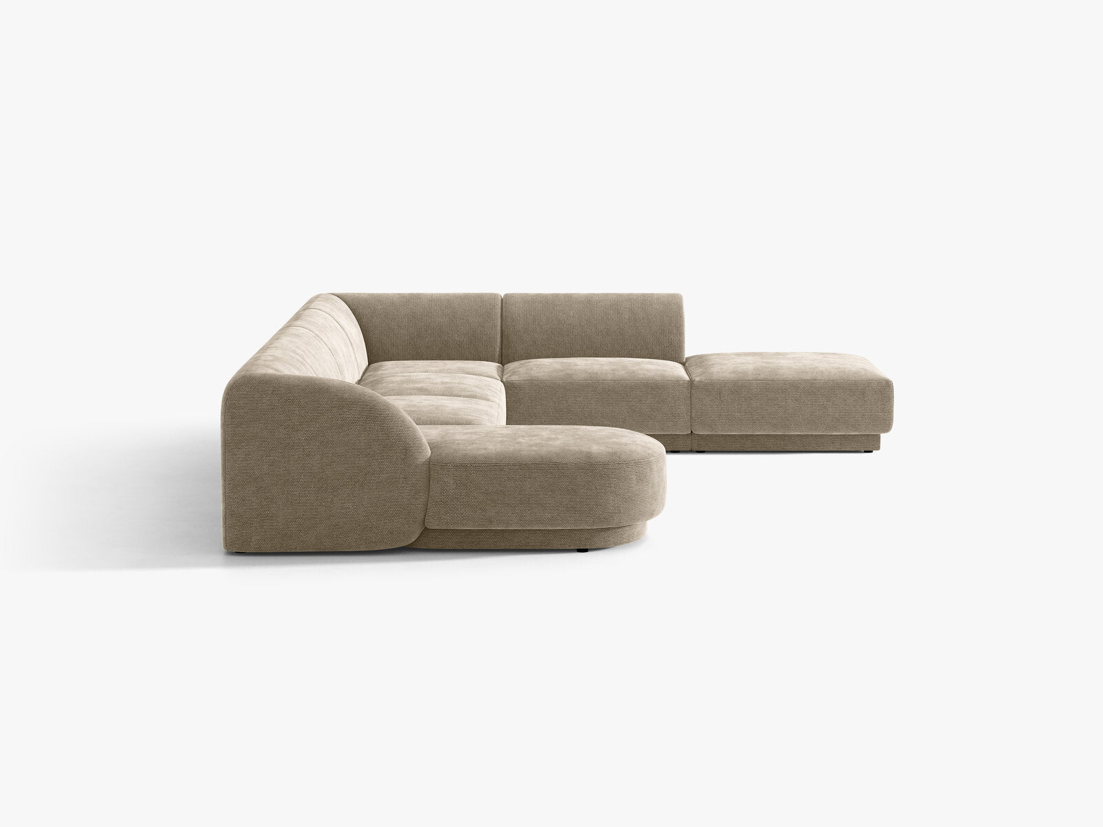 Micadoni Panorama-Ecksofa Miley 6-Sitzer Rechts Chenille Haga Beige