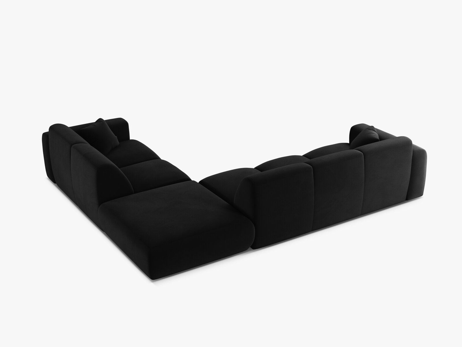 Micadoni Ecksofa Molino 6-Sitzer Rechts Samt Casino Schwarz