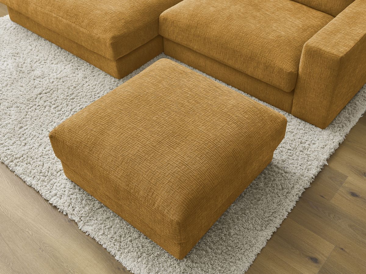 Bobochic Leonard Ecksofa mit Pouf 274 × 159 cm Strukturstoff Gelb Ecke links