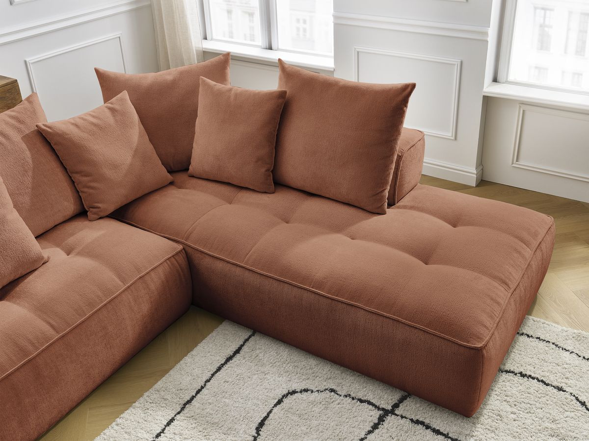 Bobochic Whesley Ecksofa Stoff Orange Ecke links