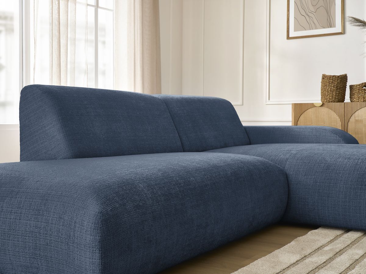 Bobochic Sirius Ecksofa 300 × 170 cm Strukturstoff Dunkelblau Ecke rechts