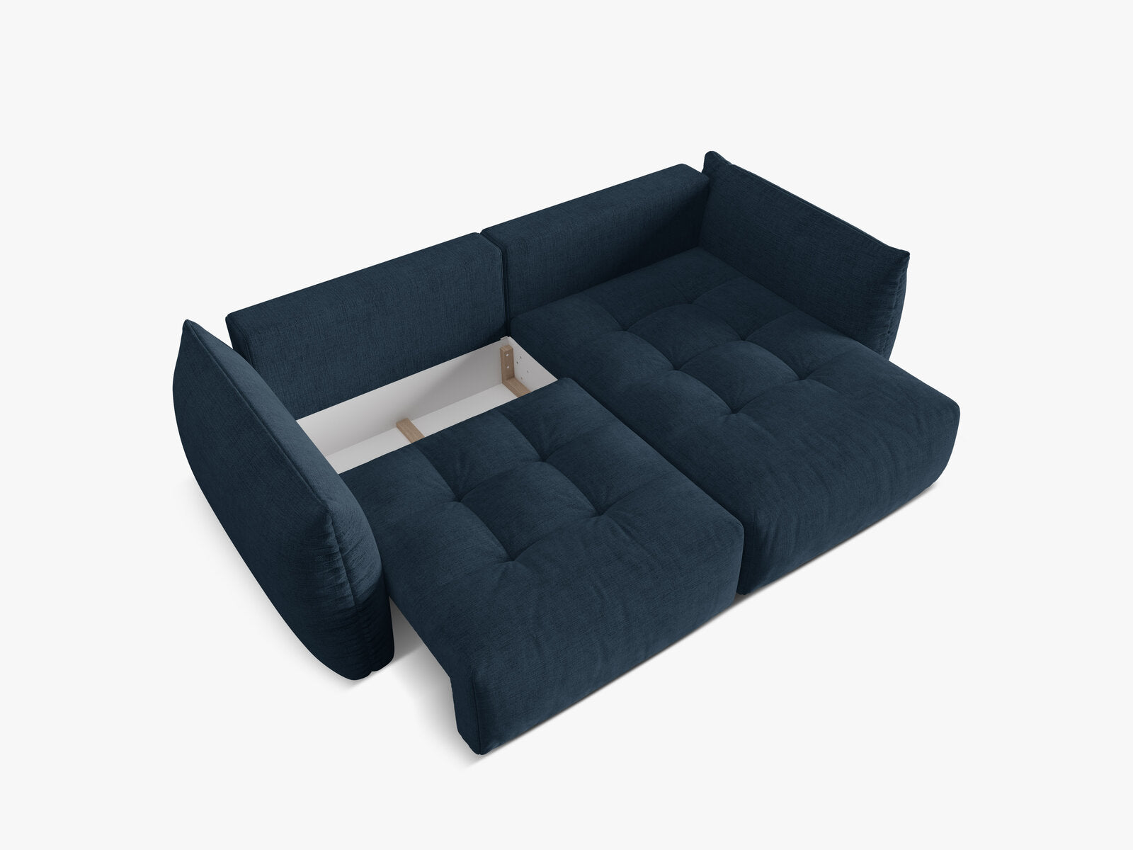 Micadoni Bloom Ecksofa 3-Sitzer mit Schlaffunktion Rechts Strukturierter Stoff Wind Marineblau
