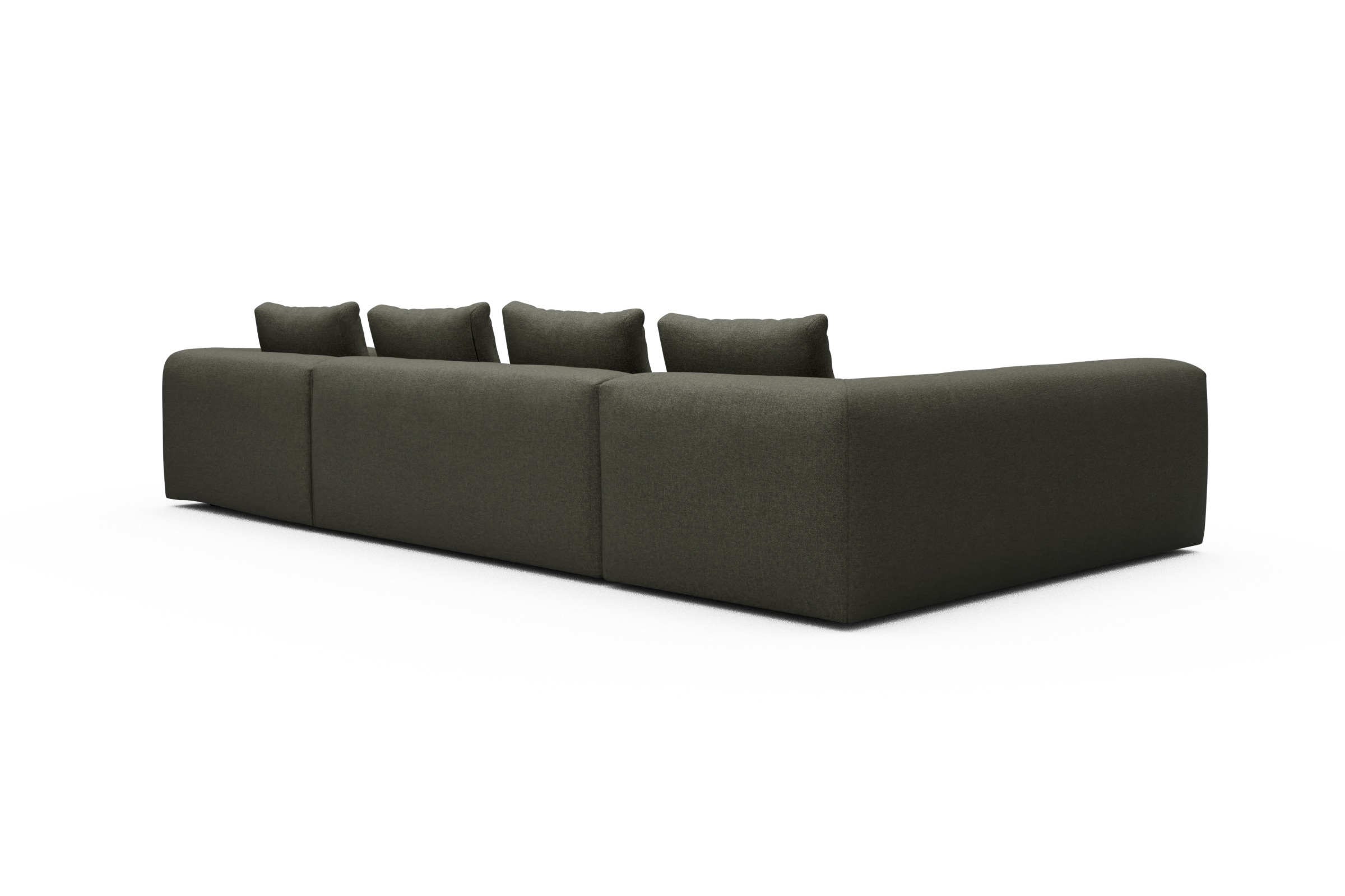Wohnlandschaft Fred Chaiselongue rechts mit 2-Sitzer und lange Armlehne links Sama-Winter-Moss