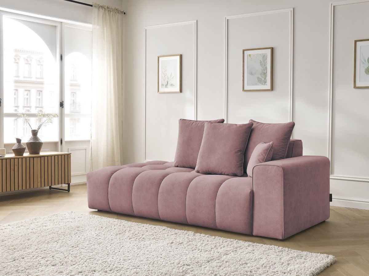 Bobochic Mont-blanc Sofa 4-Sitzer Samt Rosa Armlehne rechts