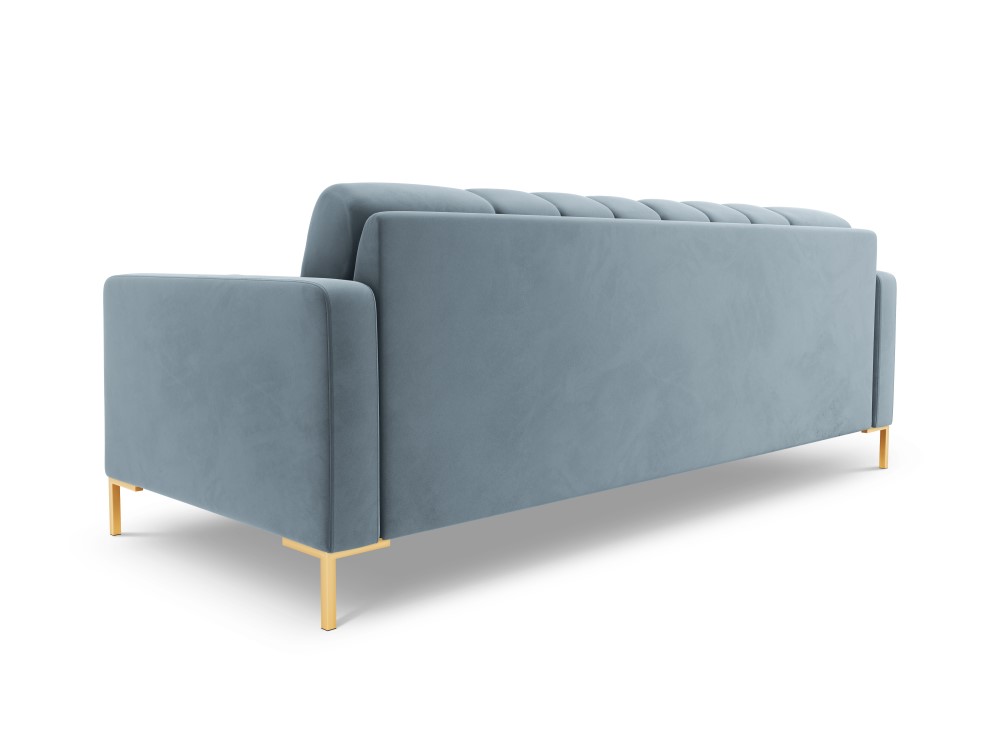 Cosmopolitan Design Sofa Bali 3-Sitzer Samt Bluvel Hellblau Beine Gold