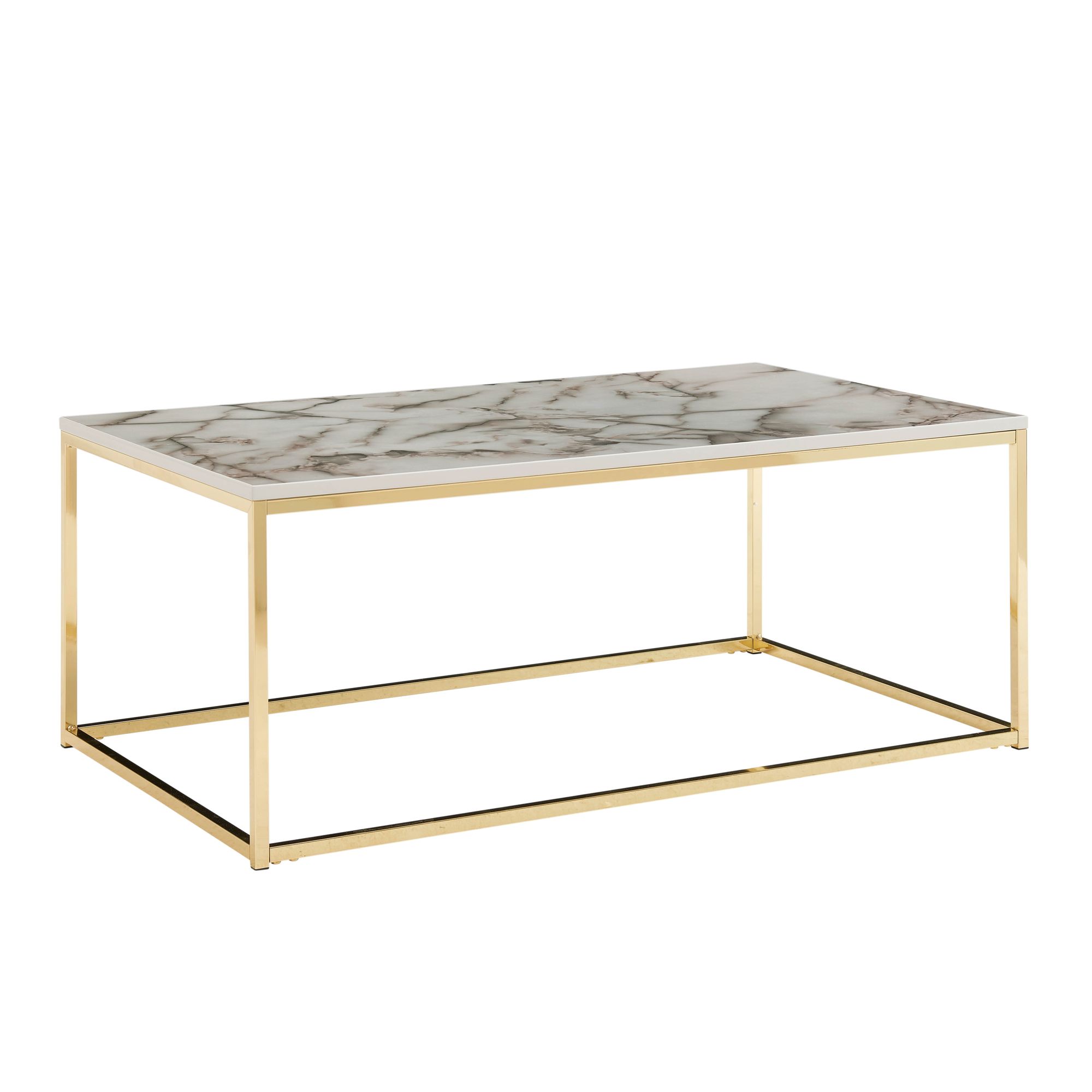 Couchtisch Gloppen Marmoroptik Weiß 100 × 60 × 40 cm