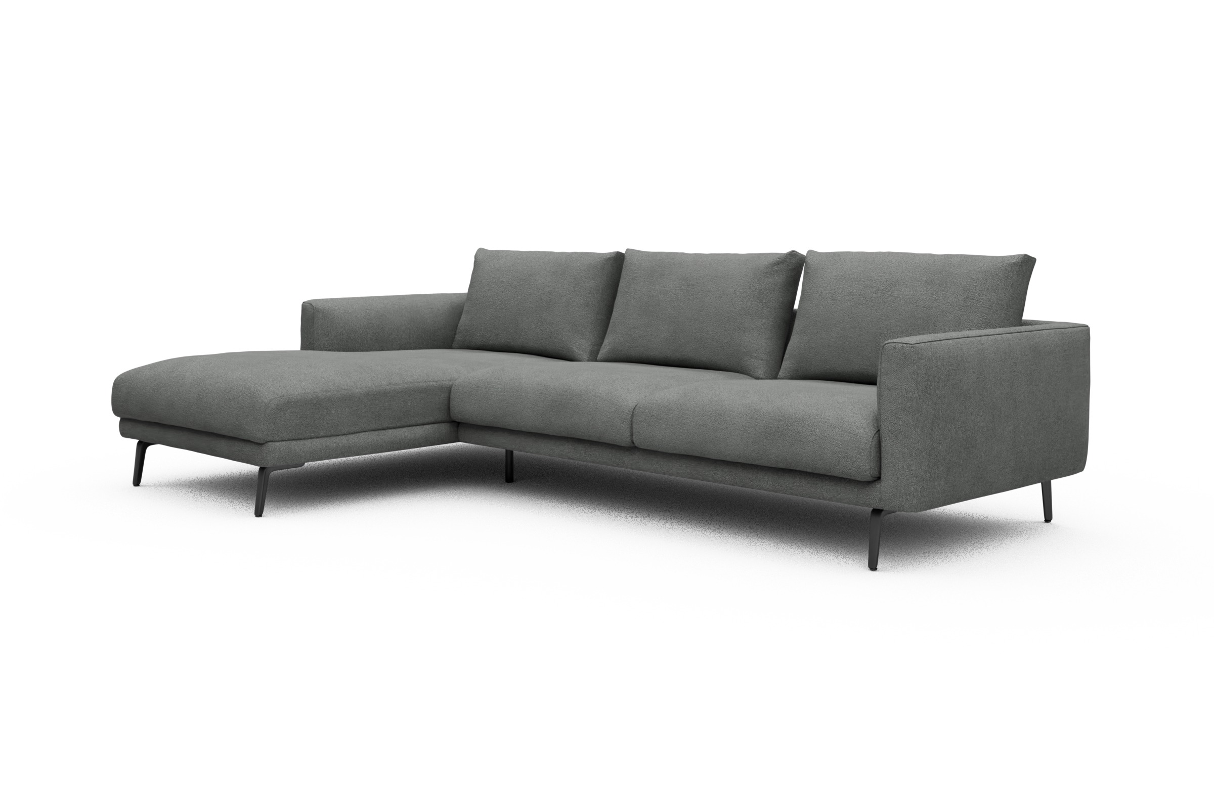 Ecksofa Karl Chaiselongue links mit 2,5-Sitzer Boucle-Ash-Grey