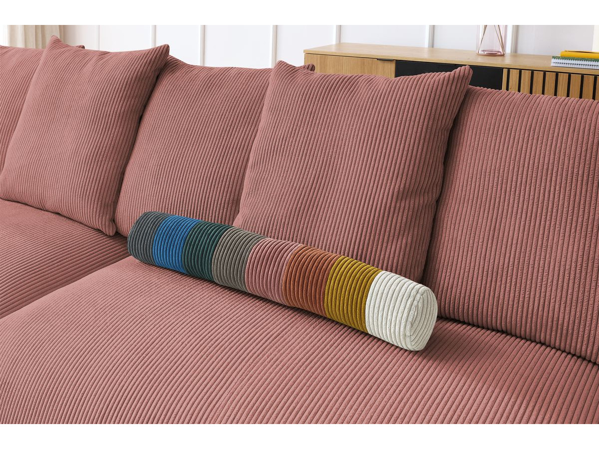 Bobochic Voltaire Ecksofa mit Pouf 322 × 268 cm Cordsamt Rosa Ecke rechts