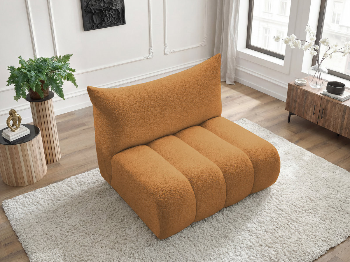 Bobochic Azra Sofamodul 2-Sitzer 120 × 112 cm Bouclé-Stoff Gelb