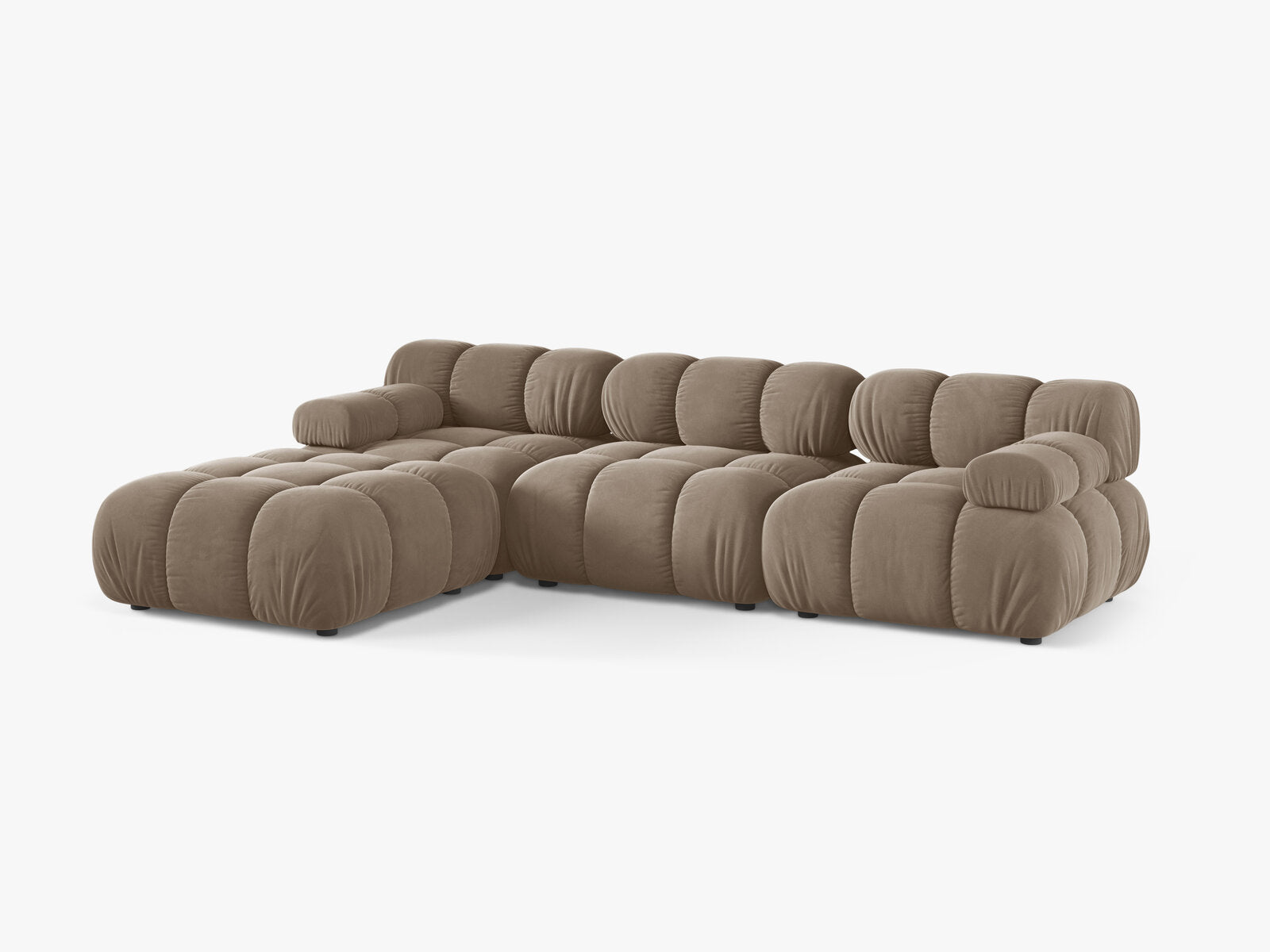 Micadoni Modulares Sofa Bellis 4-Sitzer mit flachem Modul Samt Bluvel Cappuccino