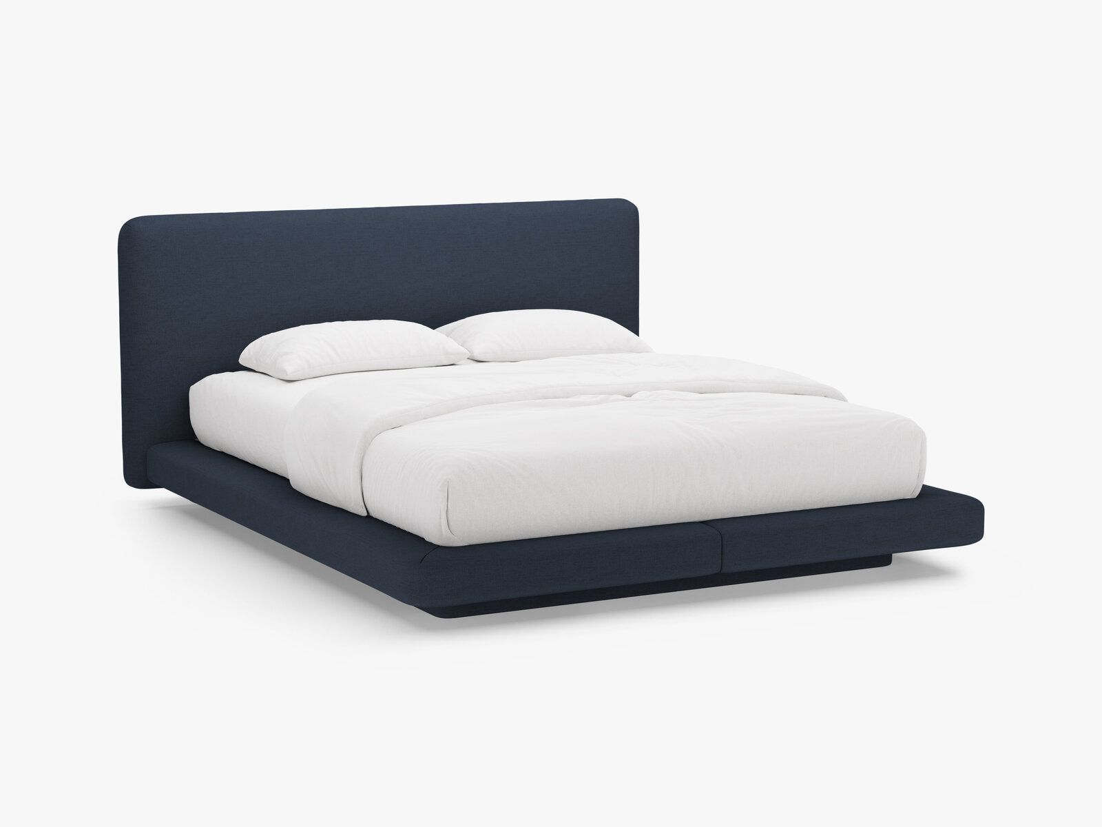 Micadoni Polsterbett mit Kopfteil Linea Strukturierter Stoff Moly Königsblau 140x200