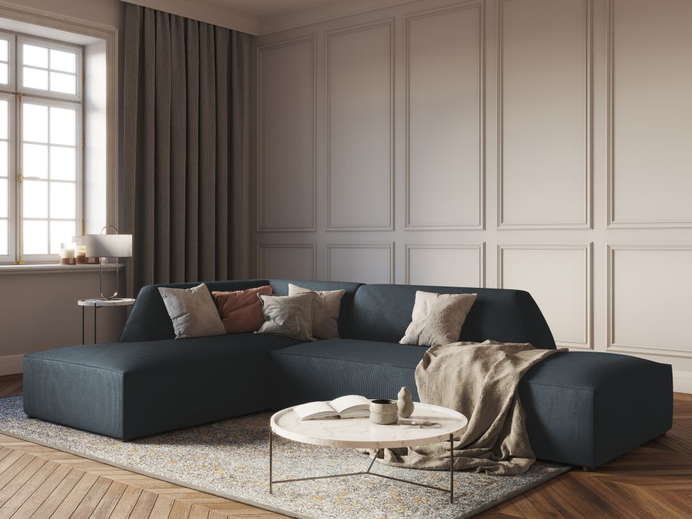 Cosmopolitan Design Ecksofa Siena 4-Sitzer offen Kord Scala Blau Links