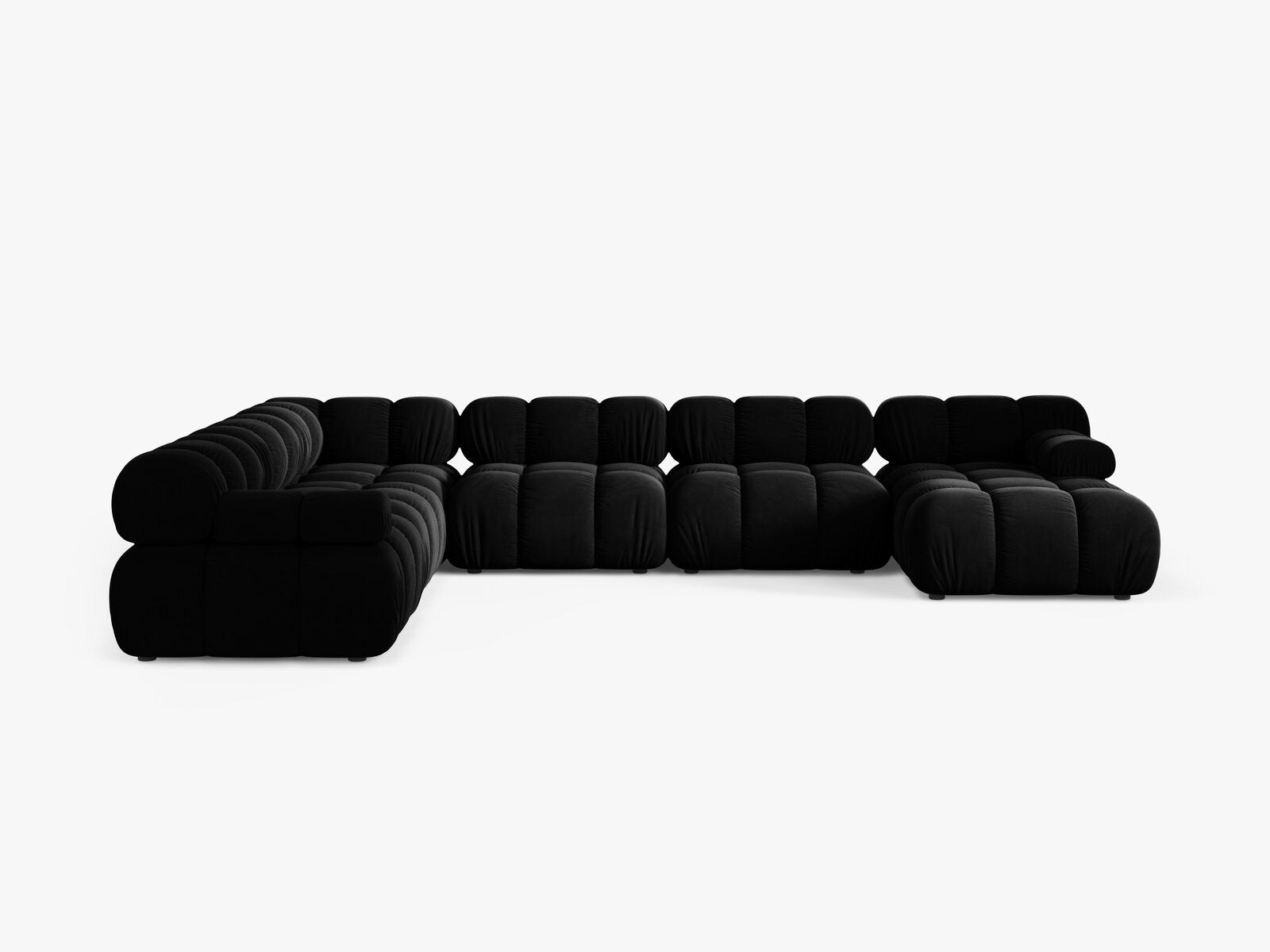 Micadoni Modulares Panorama Ecksofa Bellis 8-Sitzer Links Samt Venus Schwarz