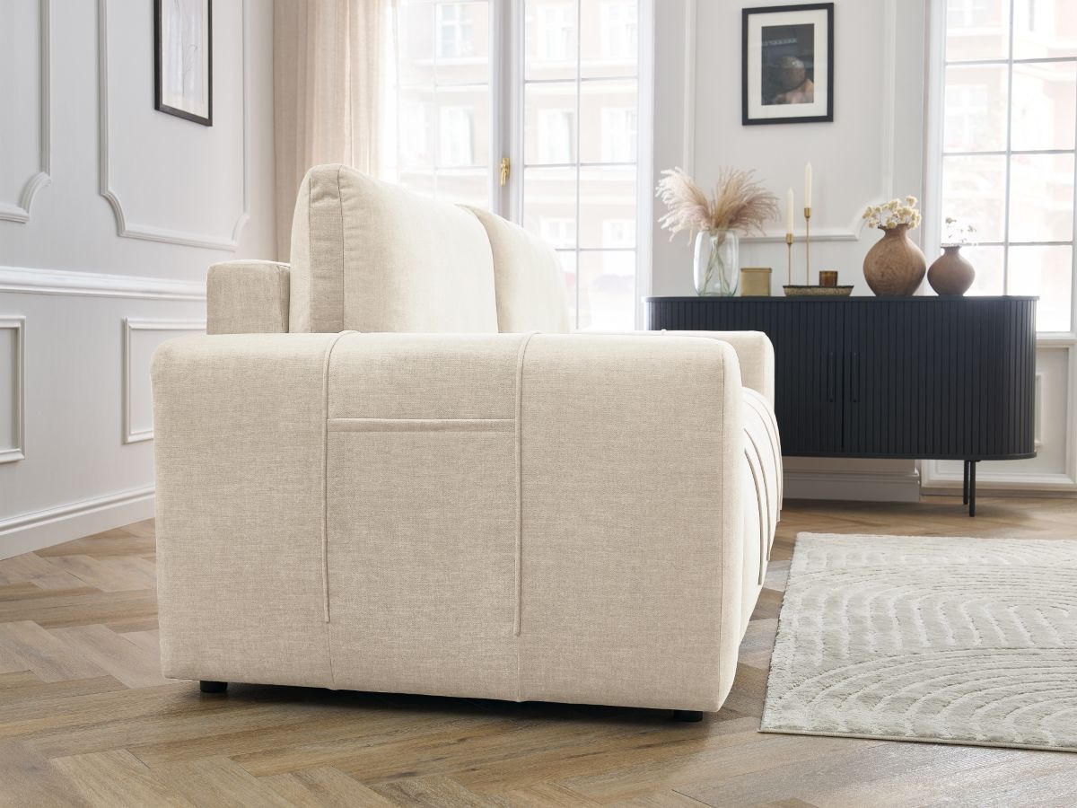 Bobochic Arsene Schlafsofa 3-Sitzer mit Bettkasten Samt Beige