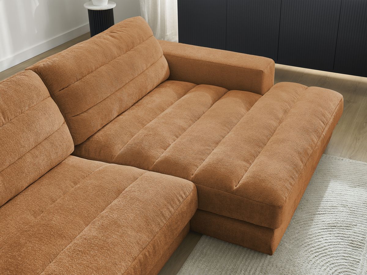 Bobochic Sierra Ecksofa Strukturstoff Orange Ecke rechts