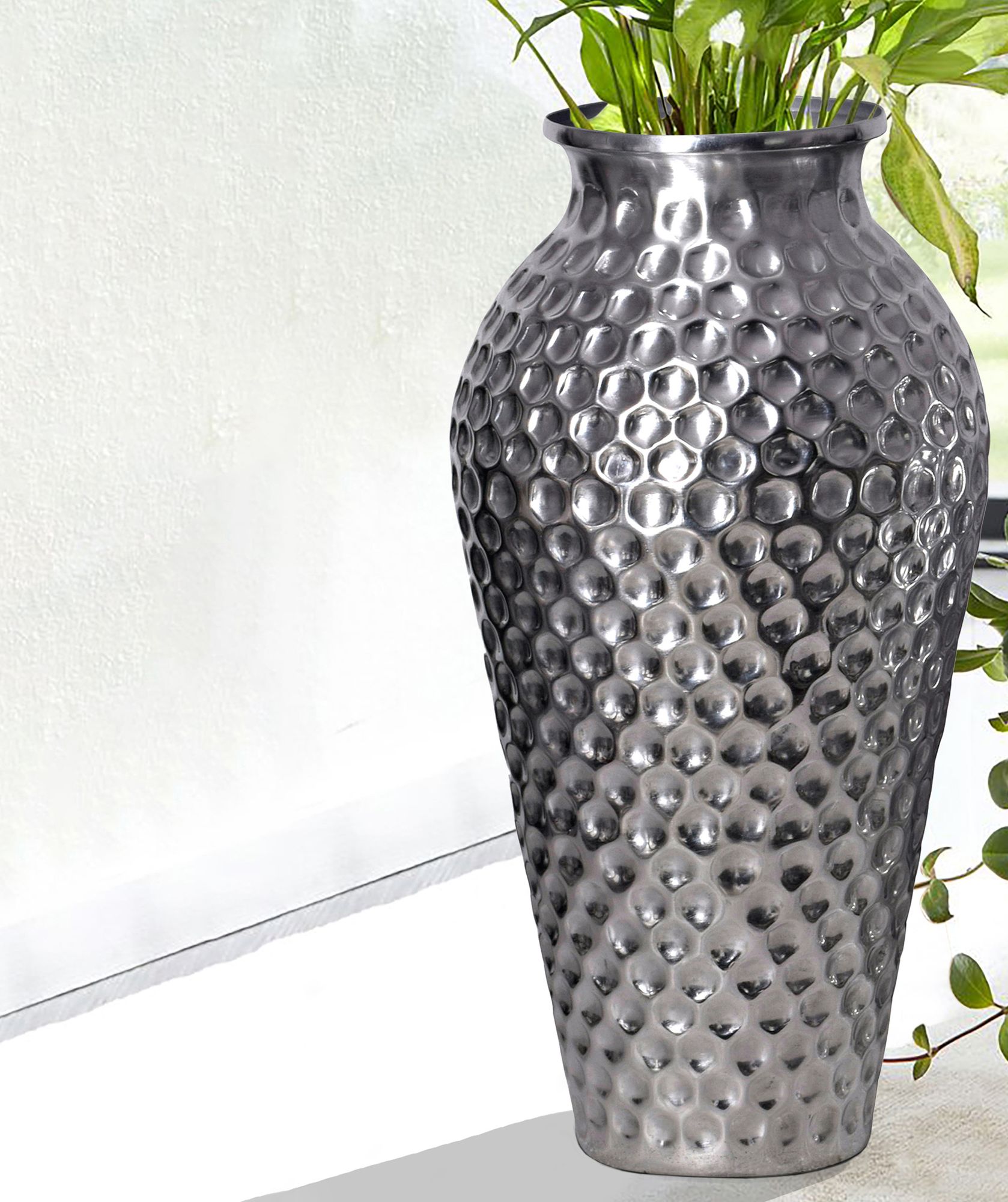 Tischvase Husavik Aluminium Silber Ø 26 cm