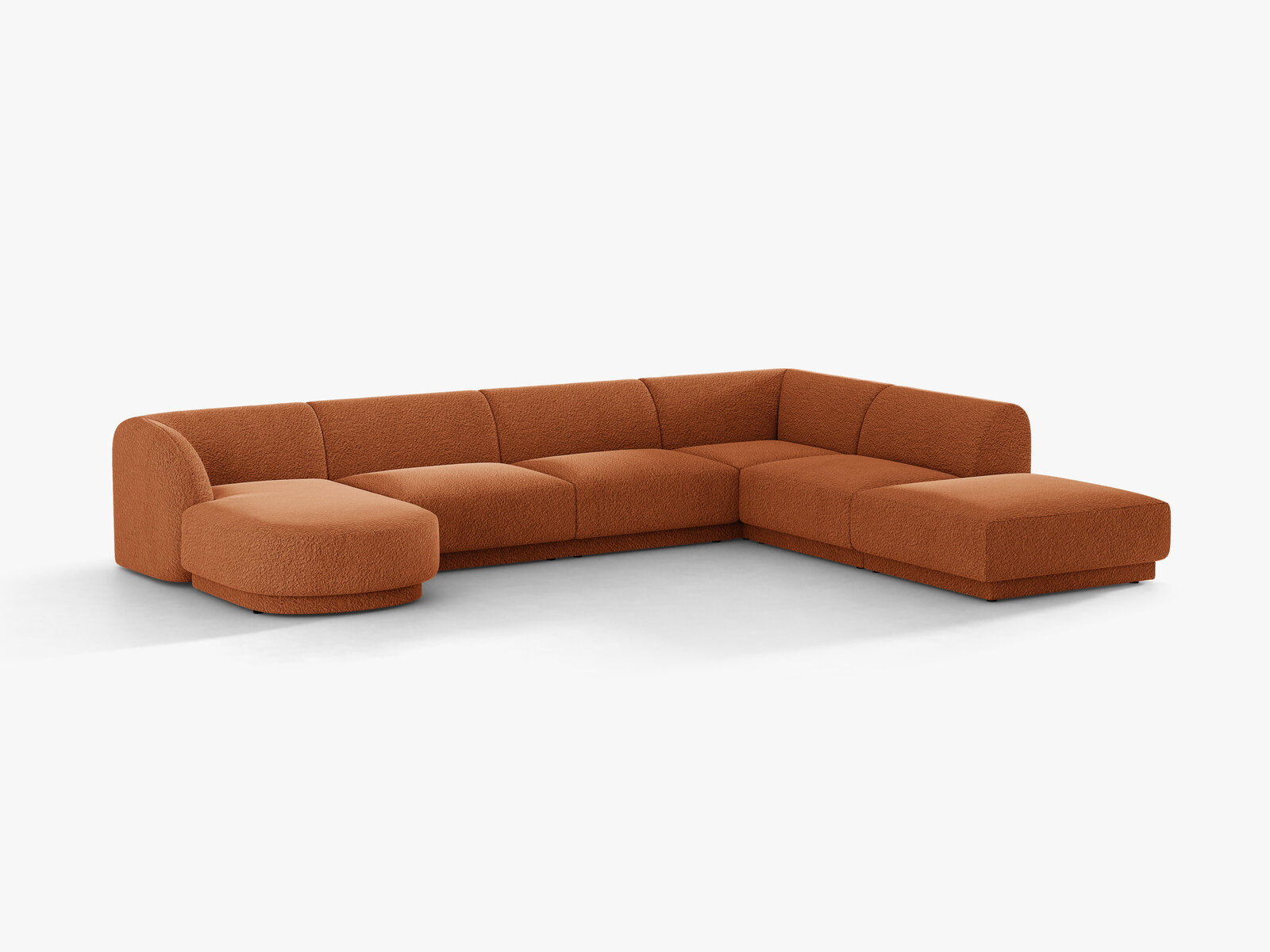 Micadoni Panorama-Ecksofa Miley 6-Sitzer Rechts Boucle Baloo Terrakotta
