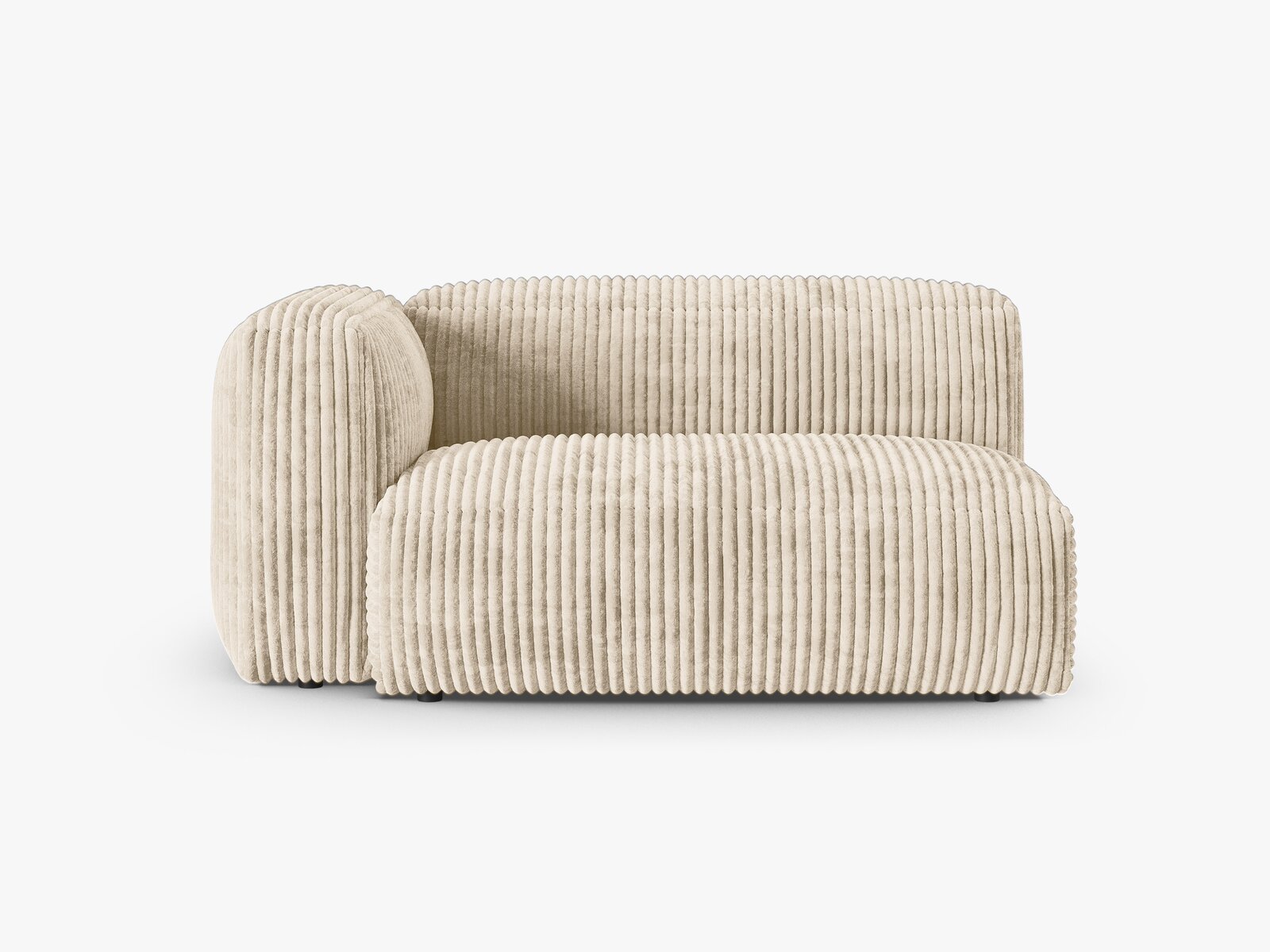 Micadoni Eckmodul mit Armlehne Martina 1-Sitzer Groß 90cm Sitztiefe Links Kord Tilia Helles Beige