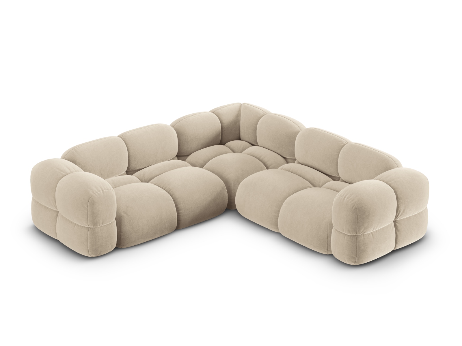 Cosmopolitan Design Symmetrisches Ecksofa Loretto 4-Sitzer Samt Vogue Helles Beige