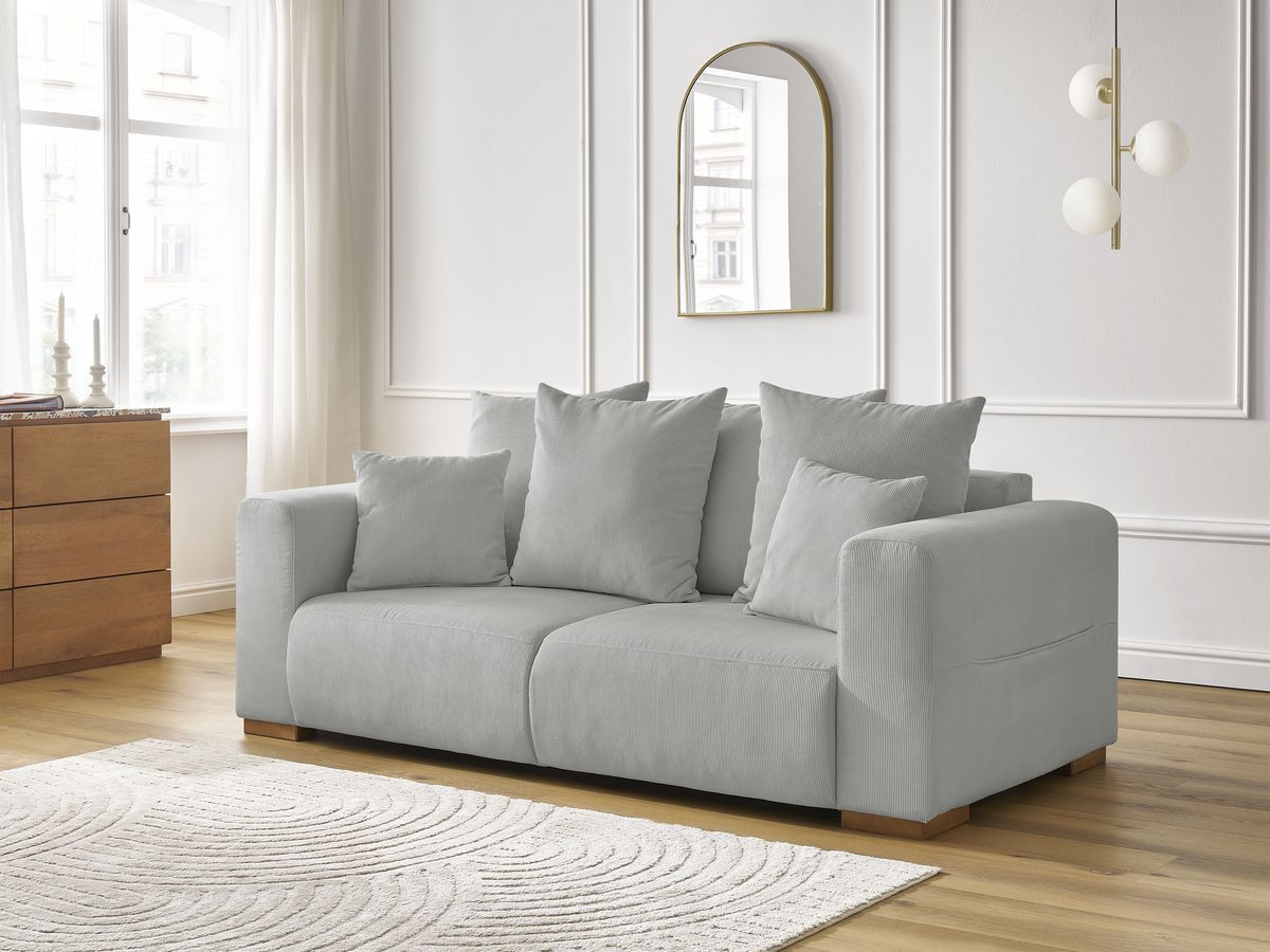 Bobochic Sidonie Sofa 2-Sitzer Cordsamt Hellgrau