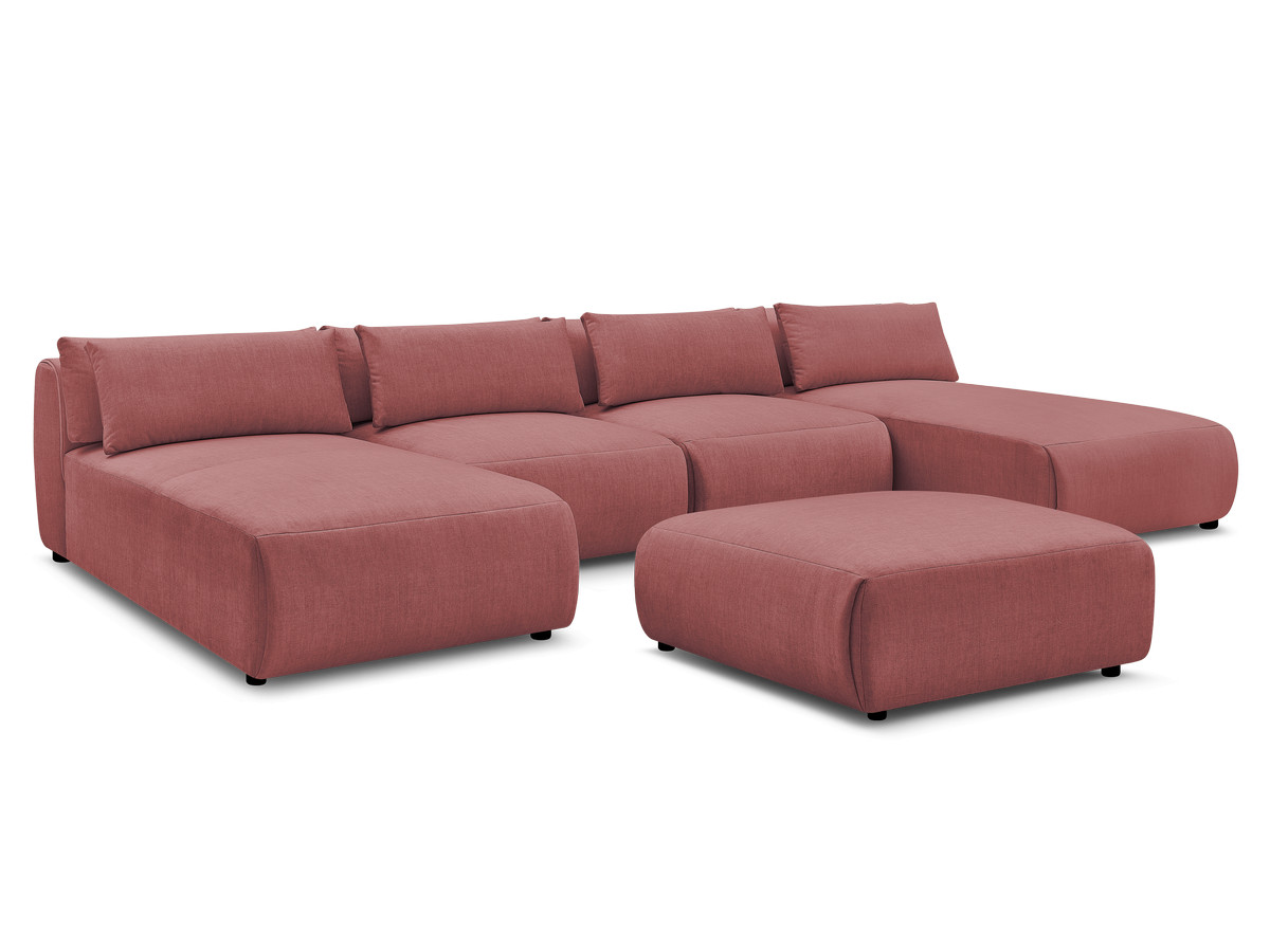 Bobochic Jana Wohnlandschaft mit großem Pouf Samt Orange