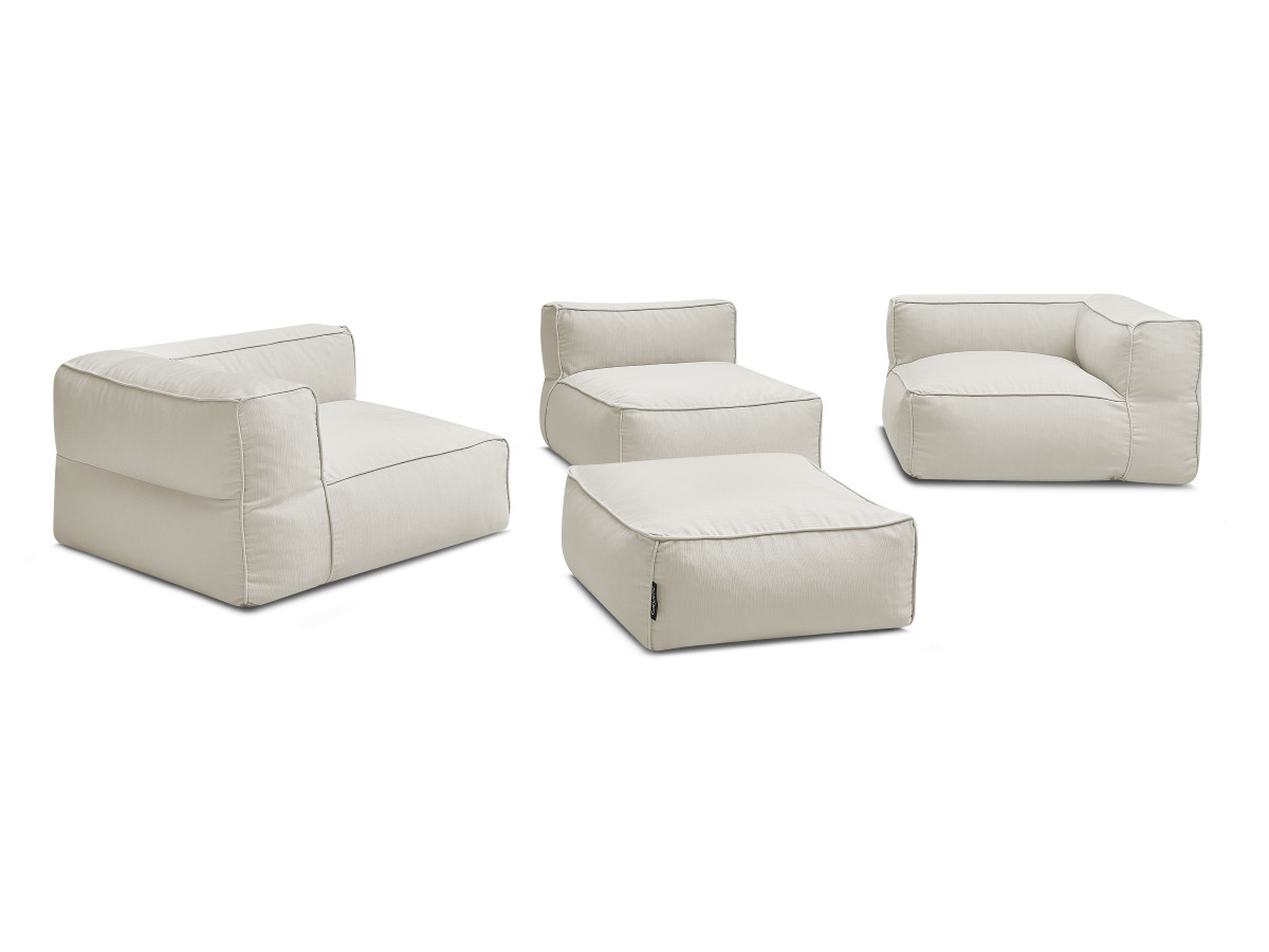 Bobochic Giulia Gartensofa 4-Sitzer mit Pouf, 2 Eckmodule Stoff Beige